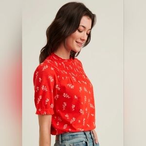 Lucky Brand Red Floral Blouse - Sz S